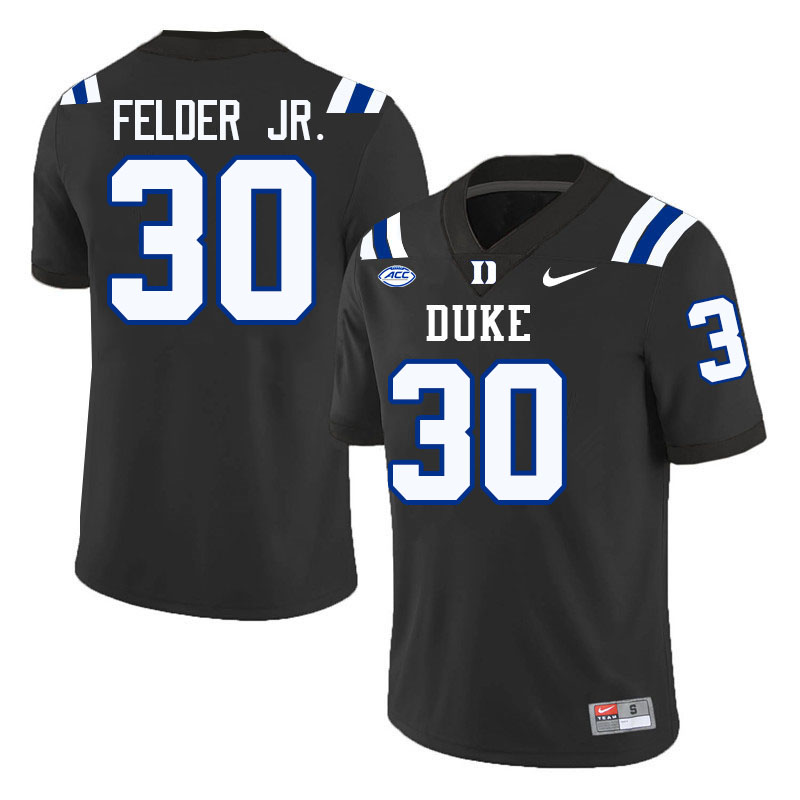 Duke Blue Devils #30 Will Felder Jr. College Football Jersey Stitched-Black